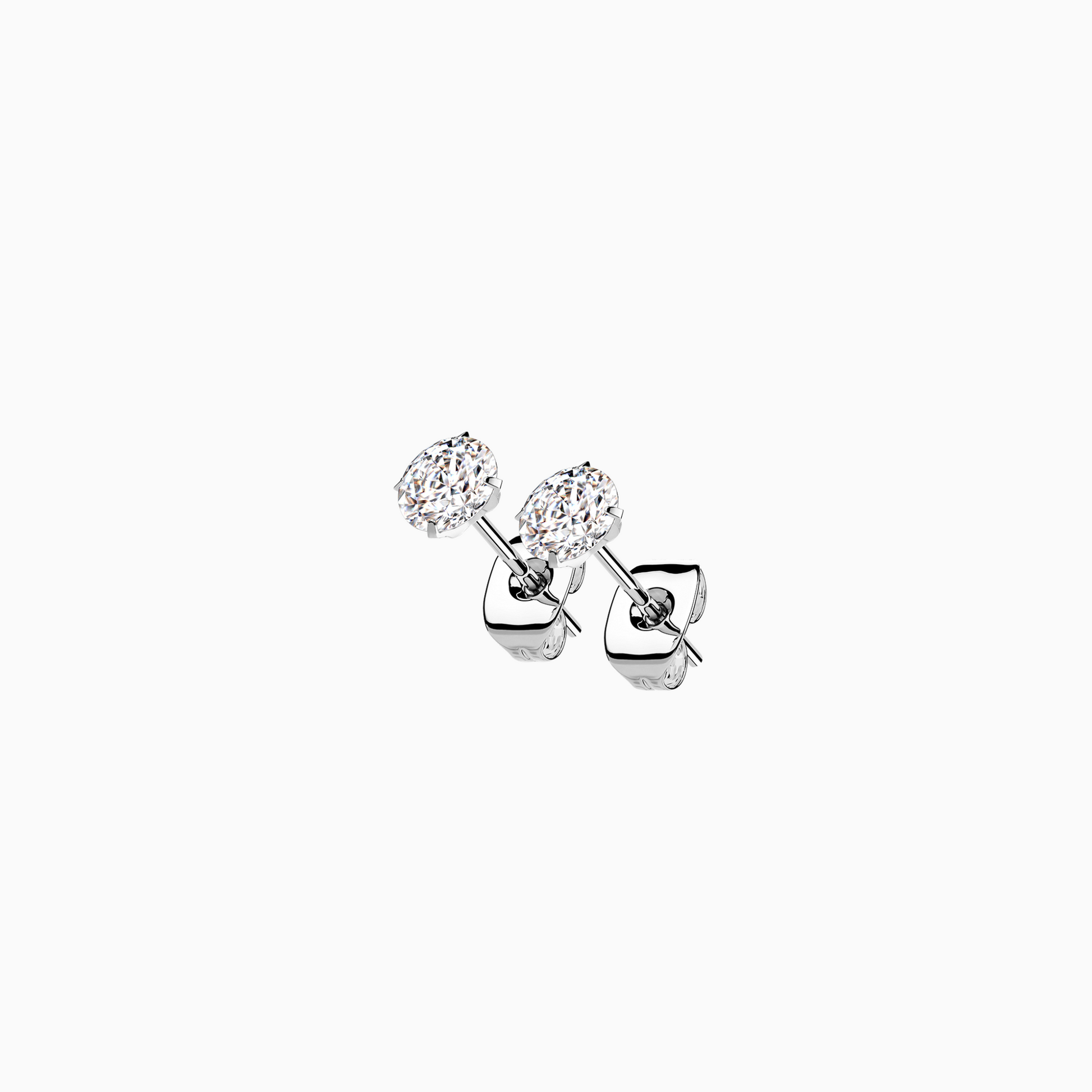 Clear Round CZ Titanium Stud Earrings (Pair, 20G)